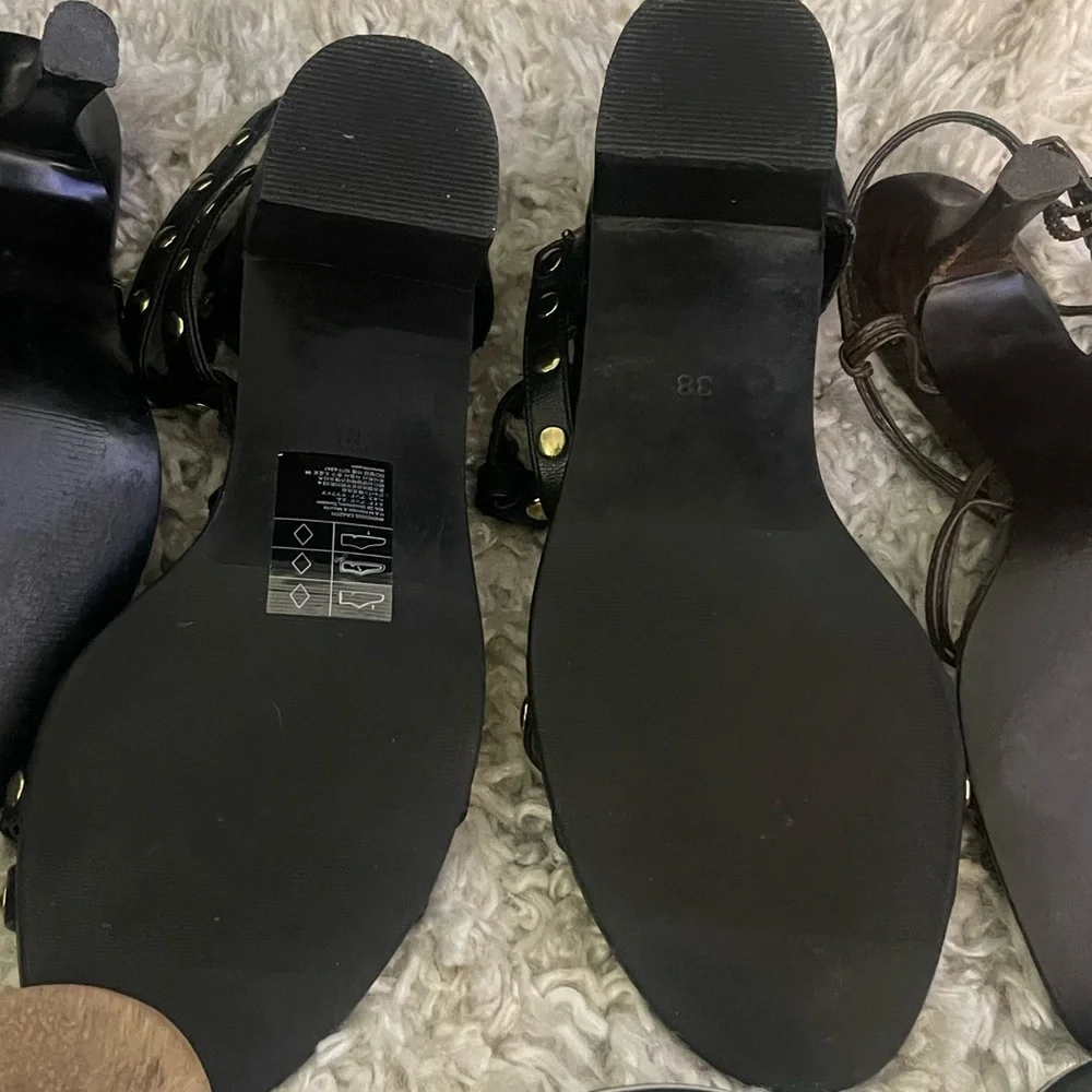5 Pairs Women’s Size 7 Shoes Sandals Heels Bundle Dress Shoes Black‎ & Brown